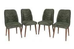 Hanah Home Sada židlí (4 kusy) Dallas 558 V4, Ořech, Tmavá Zelená