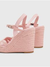 Tommy Hilfiger Světle růžové dámské sandály na klínku s koženými detaily Tommy Hilfiger 36