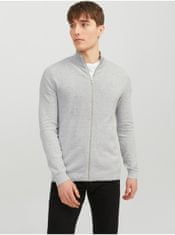 Jack&Jones Světle šedý pánský basic svetr Jack & Jones Hill L