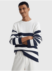 Tommy Hilfiger Modro-bílý pánský pruhovaný oversize svetr Tommy Hilfiger Breton M