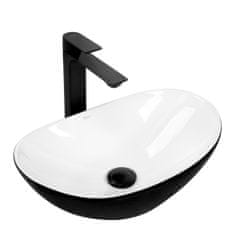 BPS-koupelny Keramické umyvadlo na desku REA ROYAL MINI BLACK WHITE 48x30,5 cm bílo/černé