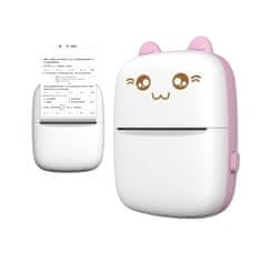 shumee Termální tiskárna štítků Mini Cat z telefonu Bluetooth Fun Print pink