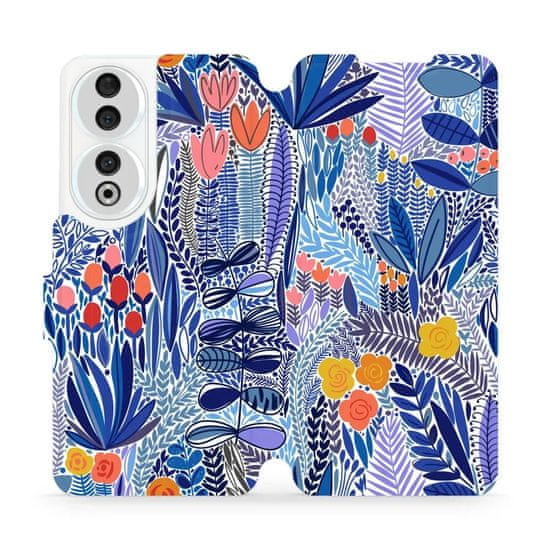 Mobiwear Flip pouzdro na mobil Honor 90 5G - MP03P Modrá květena