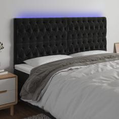 Vidaxl Čelo postele s LED černé 180x7x118/128 cm samet