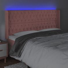 Vidaxl Čelo postele s LED růžové 183 x 16 x 118/128 cm samet