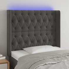 Vidaxl Čelo postele s LED tmavě šedé 103 x 16 x 118/128 cm samet