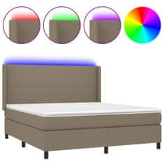 Greatstore Box spring postel s matrací a LED taupe 180x200 cm textil