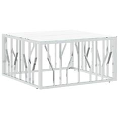 Greatstore Konferenční stolek stříbrný 80x80x40 cm nerezová ocel a sklo