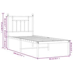 Vidaxl Kovový rám postele bez matrace s čelem bílý 75 x 190 cm