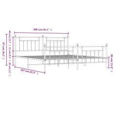 Vidaxl Kovový rám postele s hlavovým a nožním čelem bílý 200 x 200 cm