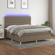 shumee Box spring postel s matrací a LED taupe 160x200 cm textil