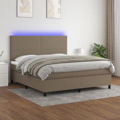 shumee Box spring postel s matrací a LED taupe 160x200 cm textil