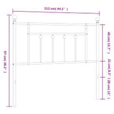 Greatstore Kovové čelo postele černé 107 cm