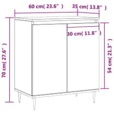 Vidaxl Příborník hnědý dub 60 x 35 x 70 cm kompozitní dřevo