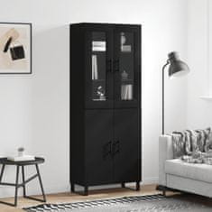 Greatstore Skříň highboard černá 69,5 x 34 x 180 cm kompozitní dřevo