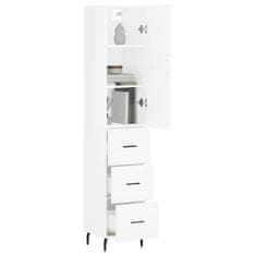 Greatstore Skříň highboard bílá s vysokým leskem 34,5x34x180 cm kompozit