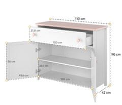Veneti Komoda do dívčího pokoje LALI - bílá / růžová