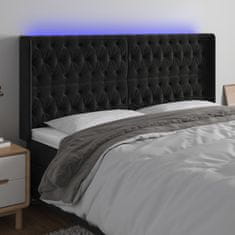 Vidaxl Čelo postele s LED černé 183 x 16 x 118/128 cm samet