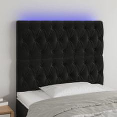 Greatstore Čelo postele s LED černé 90x7x118/128 cm samet