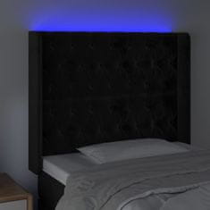 Greatstore Čelo postele s LED černé 93 x 16 x 118/128 cm samet