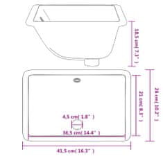 Vidaxl Umyvadlo do koupelny bílé 41,5x26x18,5 cm obdélníkové keramika