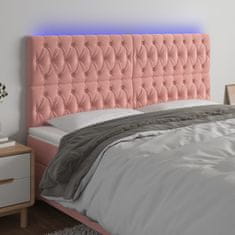 Greatstore Čelo postele s LED růžové 180x7x118/128 cm samet