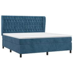 Greatstore Box spring postel s matrací tmavě modrá 160x200 cm samet