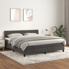 Vidaxl Box spring postel s matrací tmavě šedá 180x200 cm samet