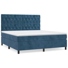 Vidaxl Box spring postel s matrací tmavě modrá 160x200 cm samet