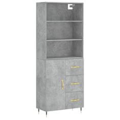 Greatstore Skříň highboard betonově šedá 69,5x34x180 cm kompozitní dřevo