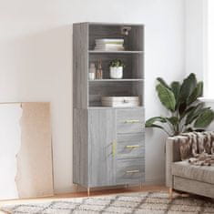 Greatstore Skříň highboard šedá sonoma 69,5 x 34 x 180 cm kompozitní dřevo