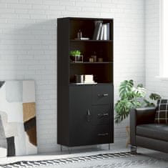 Greatstore Skříň highboard černá 69,5 x 34 x 180 cm kompozitní dřevo