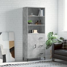 Greatstore Skříň highboard betonově šedá 69,5x34x180 cm kompozitní dřevo