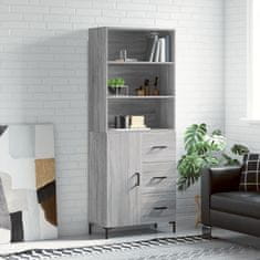 Greatstore Skříň highboard šedá sonoma 69,5 x 34 x 180 cm kompozitní dřevo