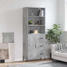 Greatstore Skříň highboard betonově šedá 69,5x34x180 cm kompozitní dřevo