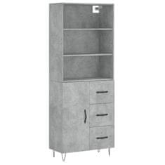 Greatstore Skříň highboard betonově šedá 69,5x34x180 cm kompozitní dřevo