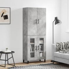 Greatstore Skříň highboard betonově šedá 69,5x34x180 cm kompozitní dřevo