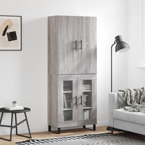 Greatstore Skříň highboard šedá sonoma 69,5 x 34 x 180 cm kompozitní dřevo