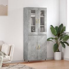 Greatstore Skříň highboard betonově šedá 69,5x34x180 cm kompozitní dřevo