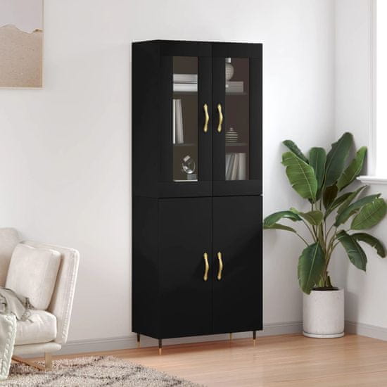 Vidaxl Skříň highboard černá 69,5 x 34 x 180 cm kompozitní dřevo