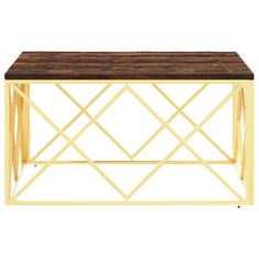 Greatstore Konferenční stolek zlatý nerezová ocel a recyklované dřevo