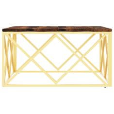 Greatstore Konferenční stolek zlatý nerezová ocel a recyklované dřevo