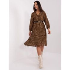 ITALY MODA Dámské šaty s leopardím vzorem a páskem VIRETASA hnědočerné DHJ-SK-10536N-3.31X_401313 Univerzální
