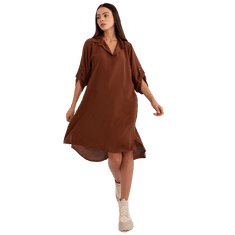 ITALY MODA Dámské šaty nadměrné velikosti INGA hnědé DHJ-SK-16328.33_401540 Univerzální