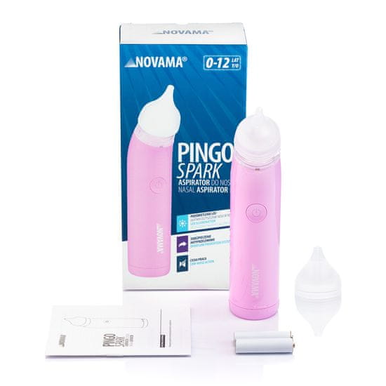 Novama Pingo Spark Pastel Pink Nosní odsávačka s osvětlenou špičkou, růžová