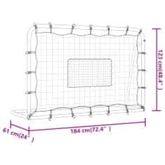 Vidaxl Fotbalová odrazová síť bílá a černá 184 x 61 x 123 cm ocel a PE