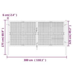 Vidaxl Zahradní branka s pletivem stříbrná 300x175 cm pozinkovaná ocel