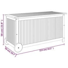 Vidaxl Zahradní úložný box s kolečky 113 x 50 x 58 cm masivní akácie