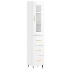 Vidaxl Skříň highboard bílá s vysokým leskem 34,5x34x180 cm kompozit