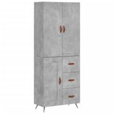 Greatstore Skříň highboard betonově šedá 69,5x34x180 cm kompozitní dřevo